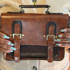 Ecosusi Crossbody Messenger Purse/Bag Vegan Leather Brown/Black